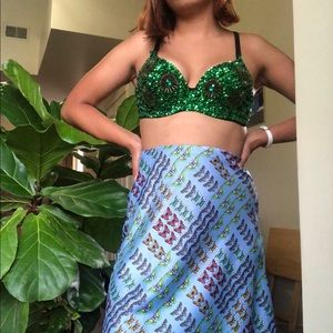 Green Beaded Festival Bra S